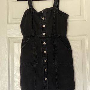 Black denim button up dress from H&M.